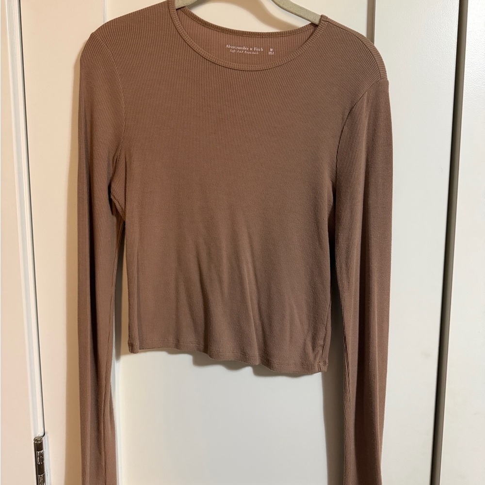 Abercrombie & Fitch Mauve Brown Ribbed Long Sleeve Tee